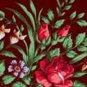 Женский платок с цветами и бахромой 14237-6