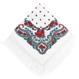 Женский платок с цветами и бахромой 18148-1
